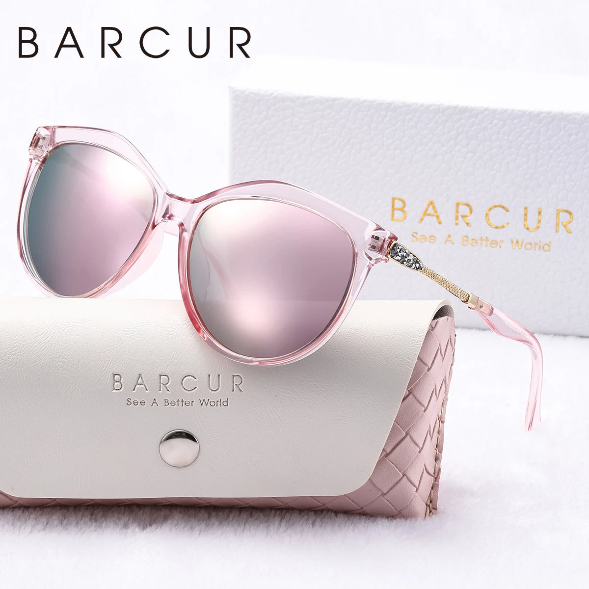 Gafas de Sol Ojo de Gato Oversized Polarizadas – Patillas con Cristales, Caja Regalo, Mujer
