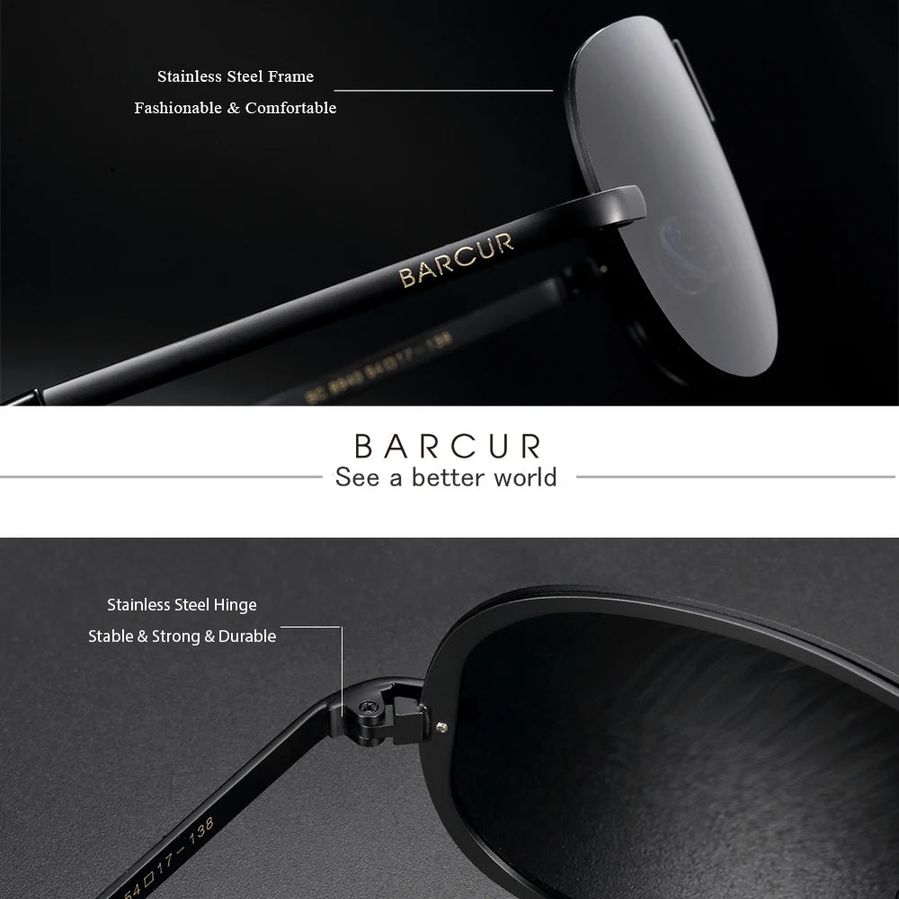 Gafas de Sol Shield Rimless Polarizadas – Visión Nocturna, 4 Colores, Hombre
