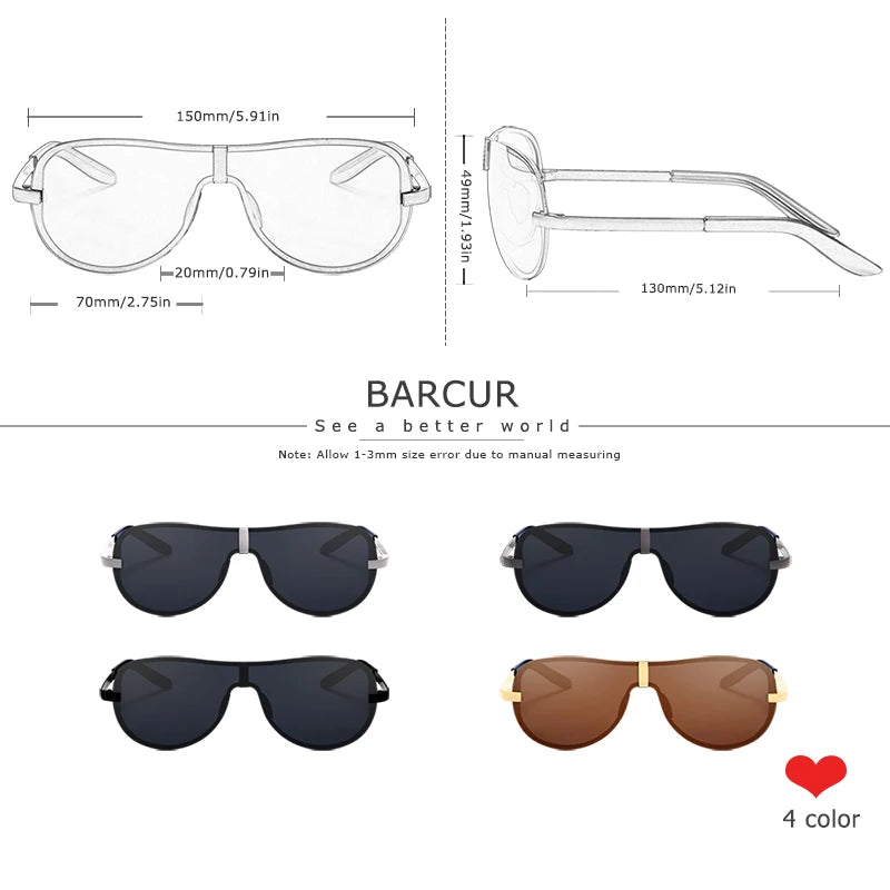 Gafas de Sol Shield Rimless Polarizadas – Visión Nocturna, 4 Colores, Hombre