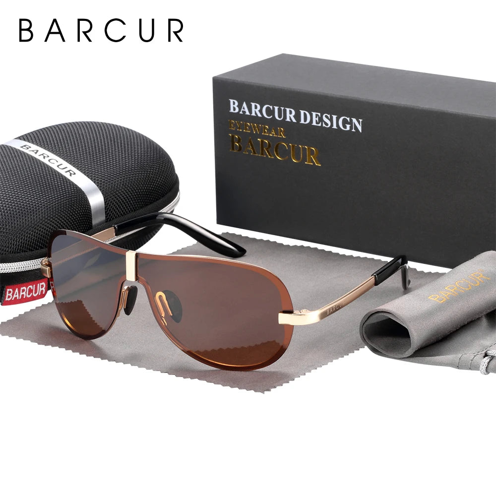 Gafas de Sol Shield Rimless Polarizadas – Visión Nocturna, 4 Colores, Hombre