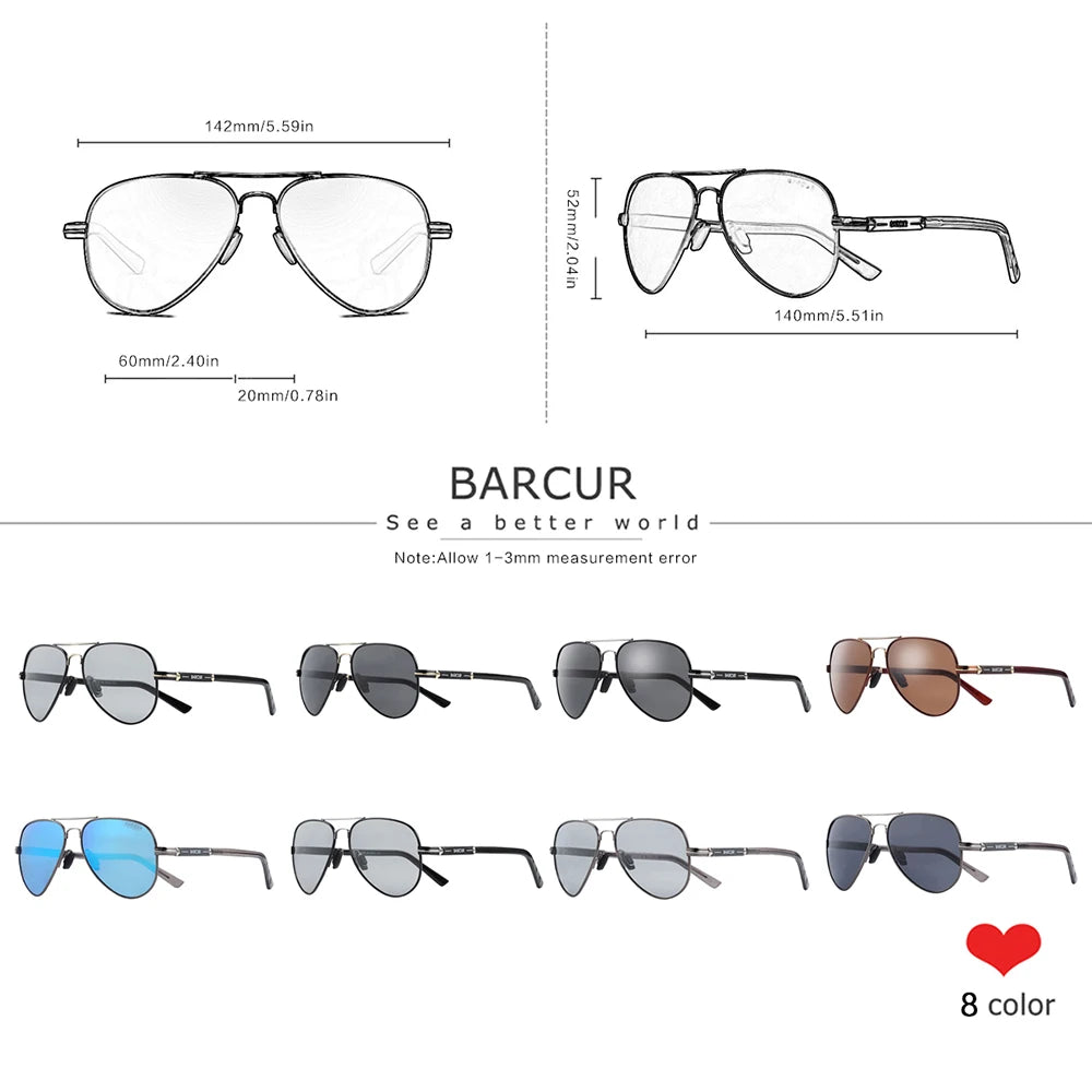 Gafas de Sol Aviador Polarizadas – Acero, 8 Colores, Unisex