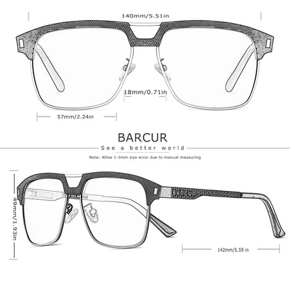 Gafas de Sol Cuadradas Semi-Montura Polarizadas – Acero y Carbono, Hombre