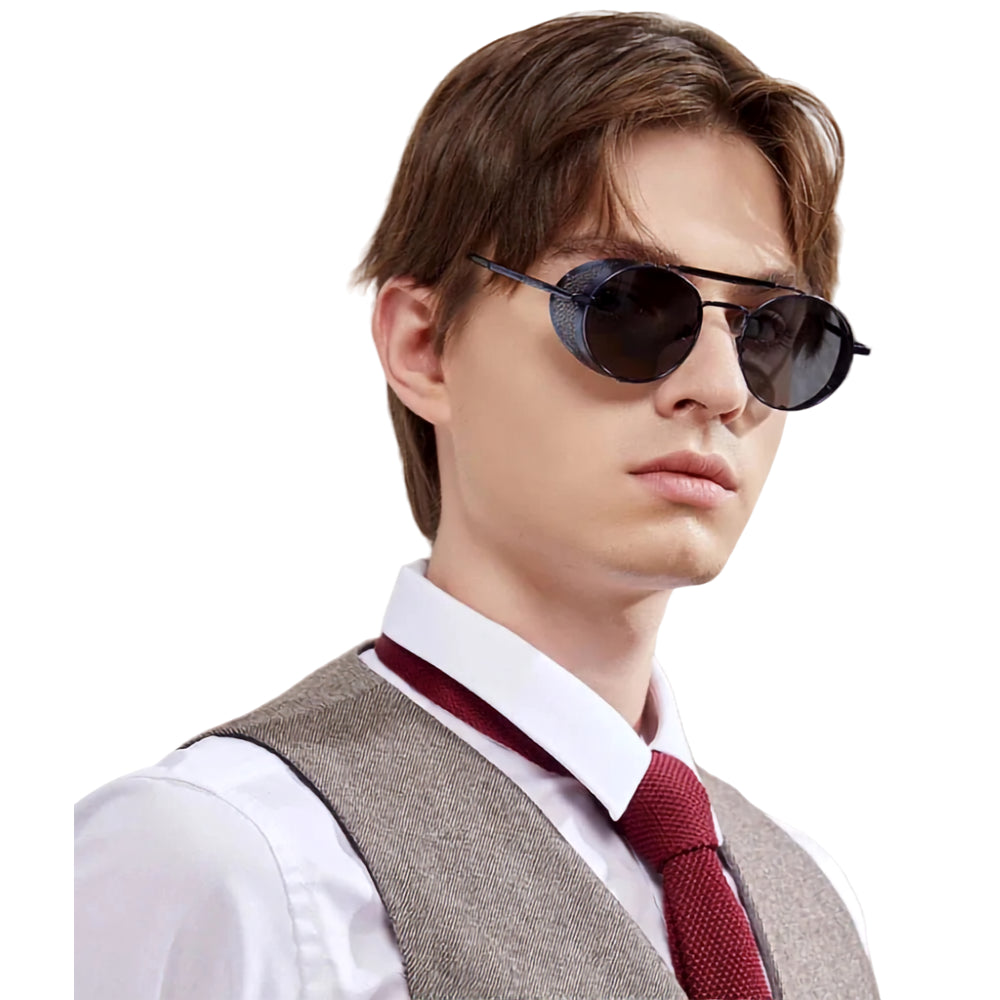 [COMPRA 2, LLÉVATE 3] Gafas de Sol Redondas Steampunk Polarizadas – Acero, Unisex