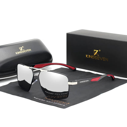 Gafas de Sol Rectangulares Polarizadas HD – Aluminio Patillas Tricolor, Hombre