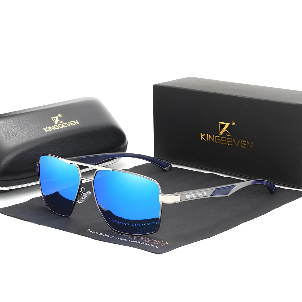 Gafas de Sol Rectangulares Polarizadas HD – Aluminio Patillas Tricolor, Hombre