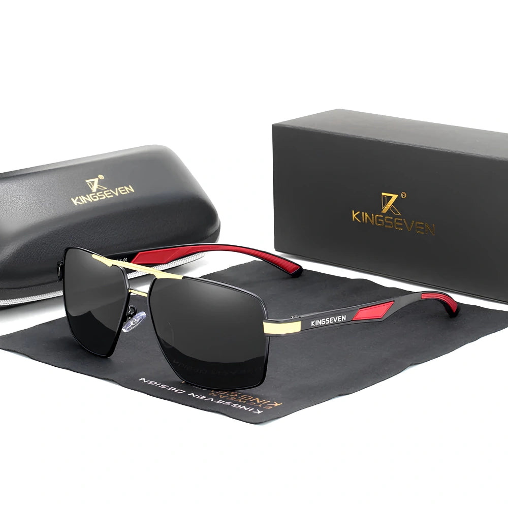 Gafas de Sol Rectangulares Polarizadas HD – Aluminio Patillas Tricolor, Hombre