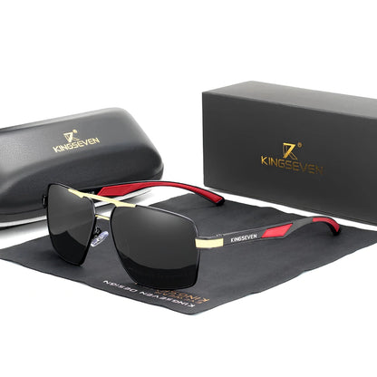 Gafas de Sol Rectangulares Polarizadas HD – Aluminio Patillas Tricolor, Hombre