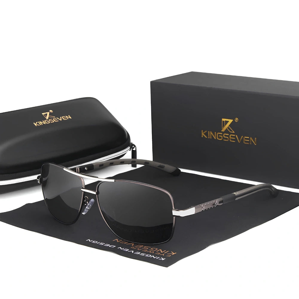 Gafas de Sol Rectangulares Doble Puente Polarizadas HD – Aluminio, Hombre