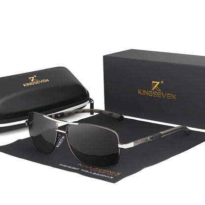 Gafas de Sol Rectangulares Doble Puente Polarizadas HD – Aluminio, Hombre