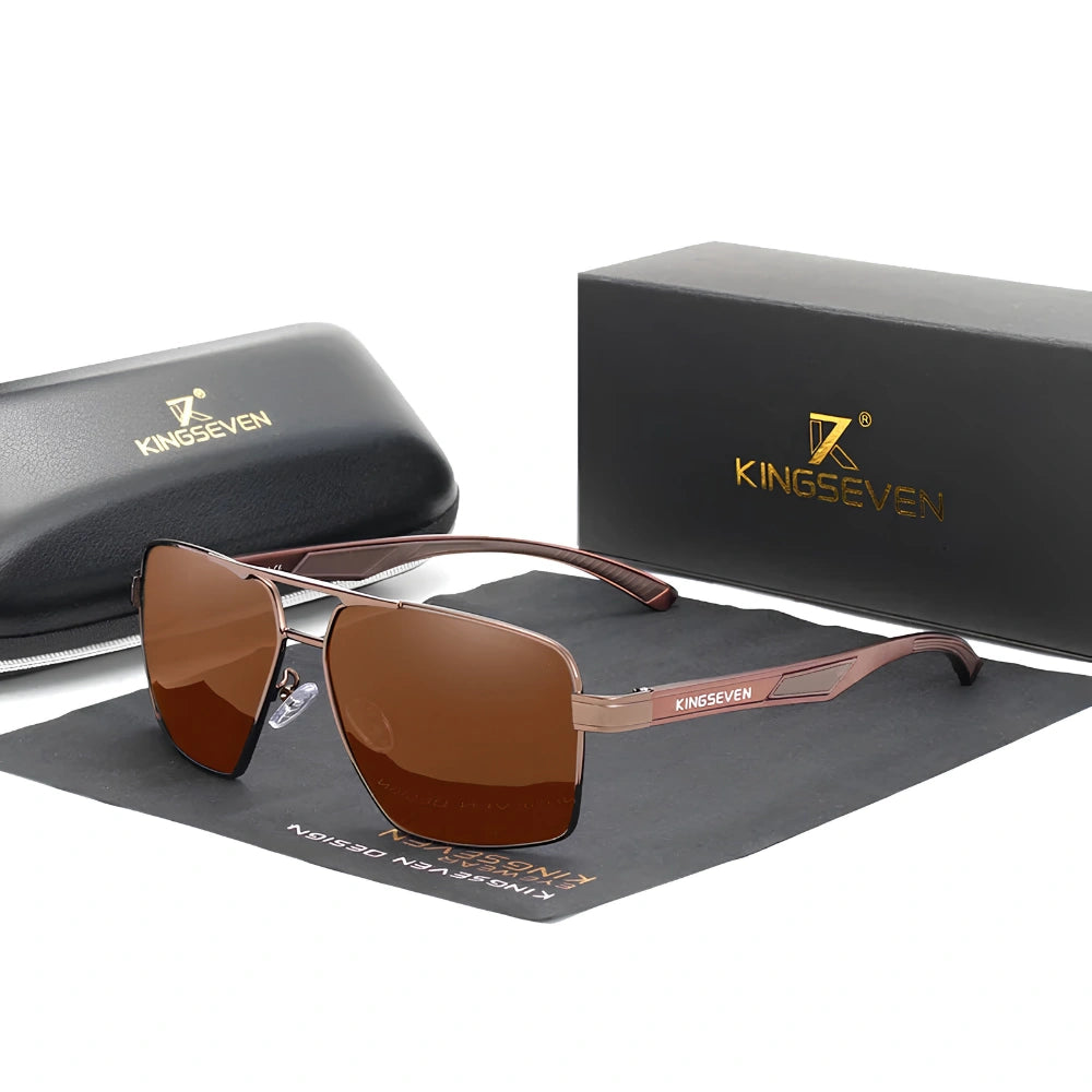 Gafas de Sol Rectangulares Polarizadas HD – Aluminio Patillas Tricolor, Hombre