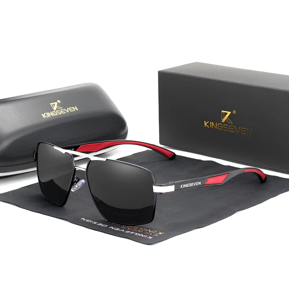 Gafas de Sol Rectangulares Polarizadas HD – Aluminio Patillas Tricolor, Hombre