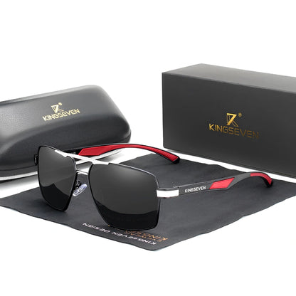 Gafas de Sol Rectangulares Polarizadas HD – Aluminio Patillas Tricolor, Hombre
