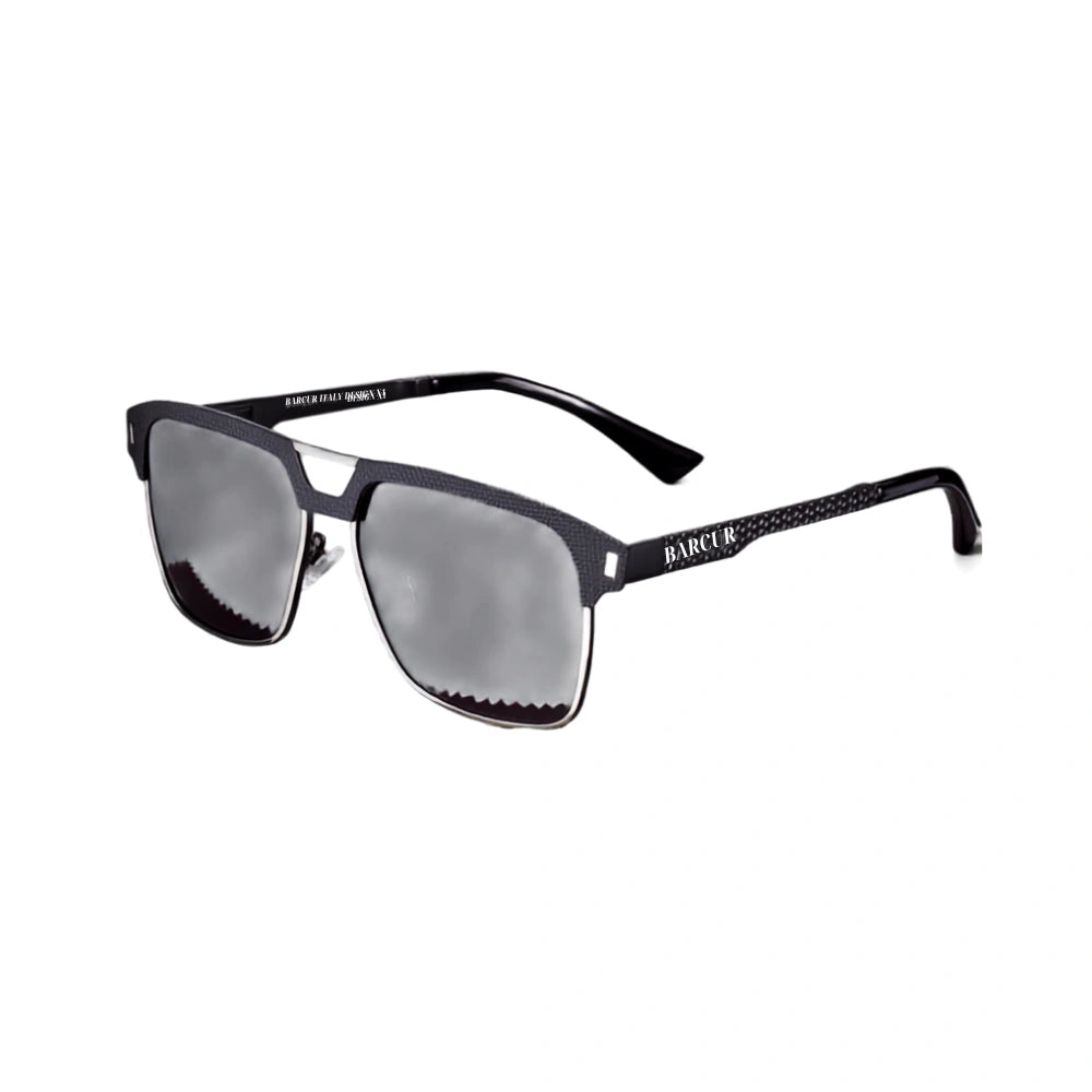 Gafas de Sol Cuadradas Semi-Montura Polarizadas – Acero y Carbono, Hombre
