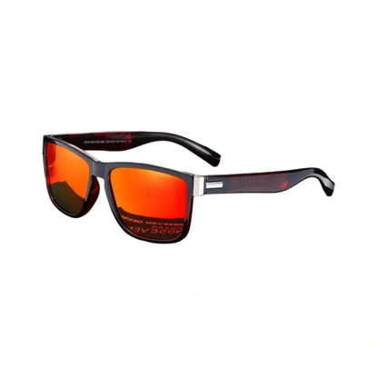 Gafas de Sol Wayfarer Polarizadas – Montura Havana, Lente Espejo Rojo, Unisex