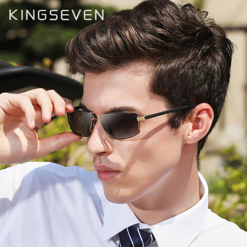 Gafas de Sol Rectangulares Polarizadas – Aleación Fina, Hombre