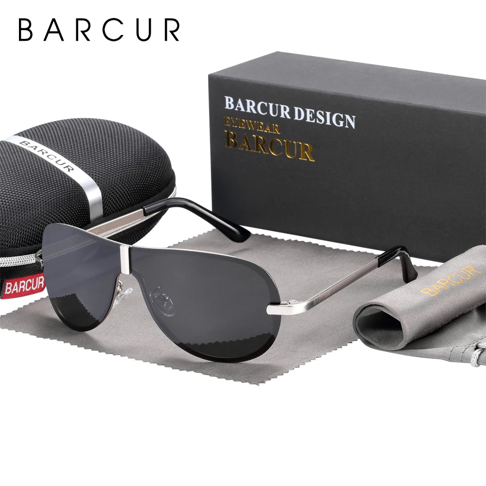 Gafas de Sol Shield Rimless Polarizadas – Visión Nocturna, 4 Colores, Hombre