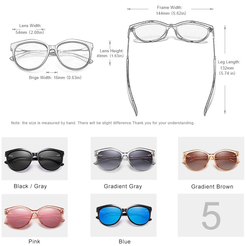Gafas de Sol Ojo de Gato Oval Polarizadas – TR90 y Aleación, 5 Colores, Mujer