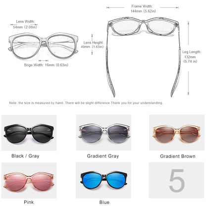 Gafas de Sol Ojo de Gato Oval Polarizadas – TR90 y Aleación, 5 Colores, Mujer