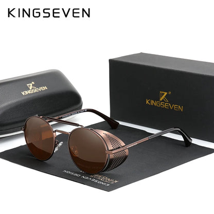 [COMPRA 2, LLÉVATE 3] Gafas de Sol Redondas Steampunk Polarizadas – Acero, Unisex