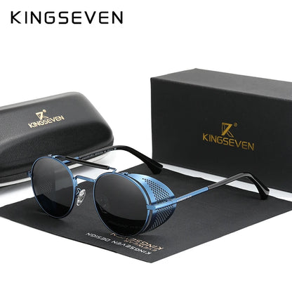 [COMPRA 2, LLÉVATE 3] Gafas de Sol Redondas Steampunk Polarizadas – Acero, Unisex