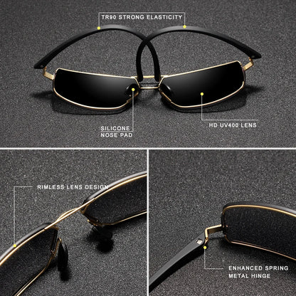 Gafas de Sol Rectangulares Polarizadas – Aleación Fina, Hombre