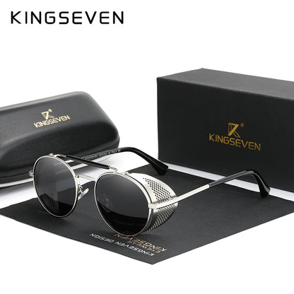[COMPRA 2, LLÉVATE 3] Gafas de Sol Redondas Steampunk Polarizadas – Acero, Unisex