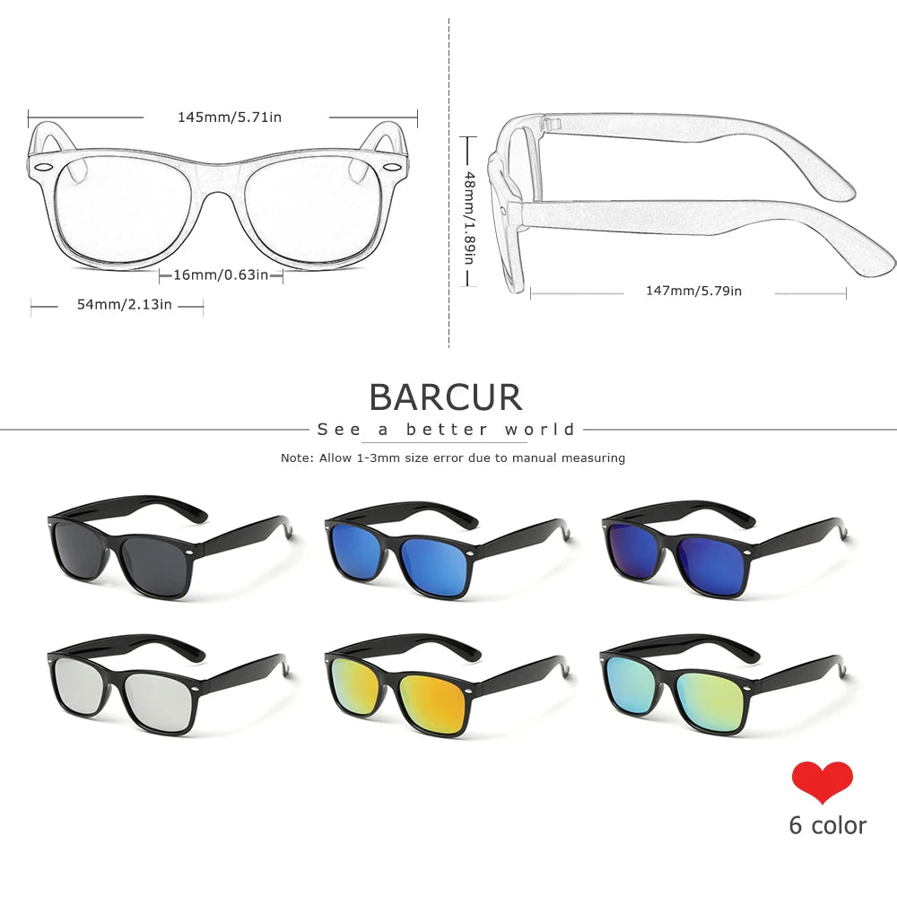 Gafas de Sol Wayfarer Polarizadas – 6 Colores Espejo, Unisex