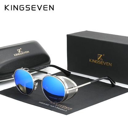 [COMPRA 2, LLÉVATE 3] Gafas de Sol Redondas Steampunk Polarizadas – Acero, Unisex