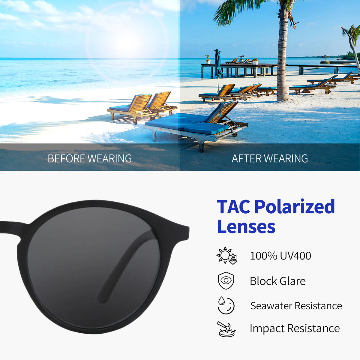 Gafas de Sol Redondas Retro Polarizadas – Patas de Goma, Unisex