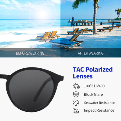Gafas de Sol Redondas Retro Polarizadas – Patas de Goma, Unisex