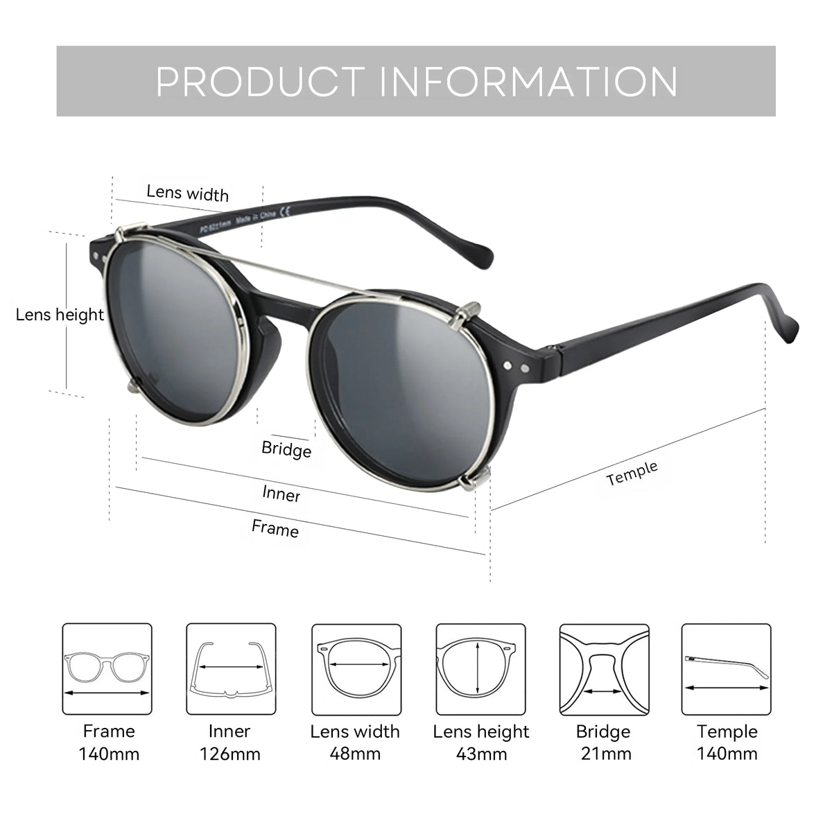Gafas Anti Luz Azul con Clip-On Solar Polarizado – 2 en 1, Unisex