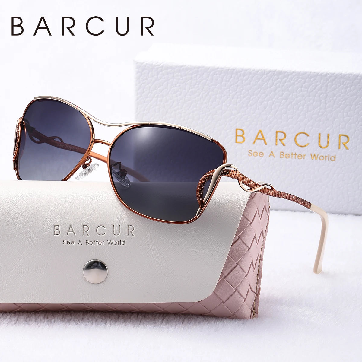 Gafas de Sol Oversized Polarizadas – Acero Bicolor, Caja Regalo, Mujer