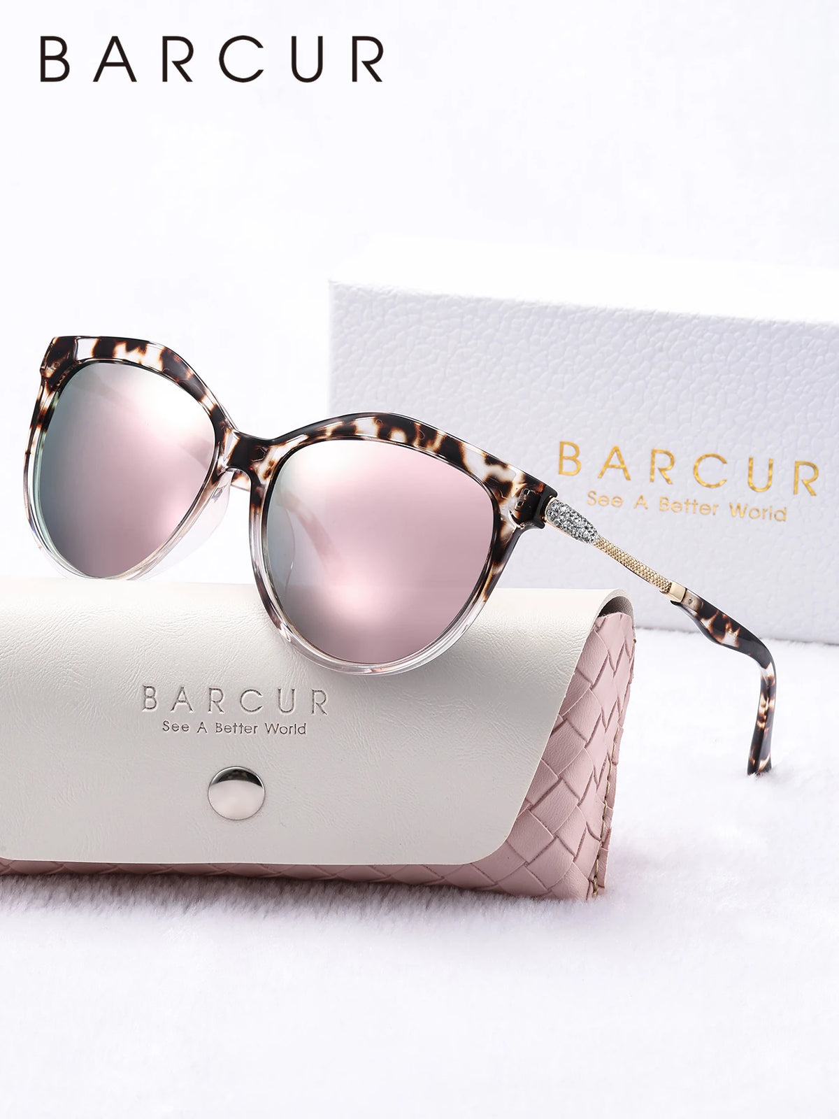 Gafas de Sol Ojo de Gato Oversized Polarizadas – Patillas con Cristales, Caja Regalo, Mujer