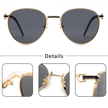 Gafas de Sol Redondas Polarizadas – Montura Metal Fina, Unisex