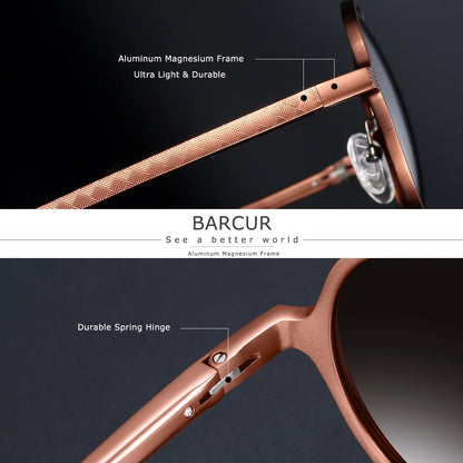 Gafas de Sol Redondas Retro Punk Polarizadas – Aluminio Magnesio, Unisex