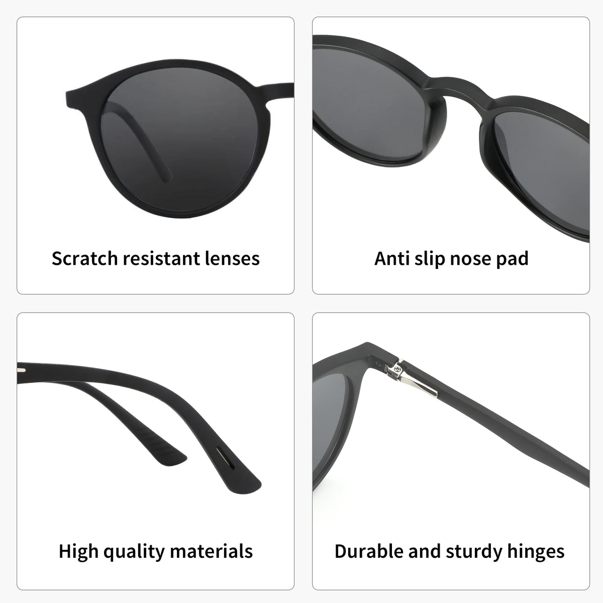 Gafas de Sol Redondas Retro Polarizadas – Patas de Goma, Unisex