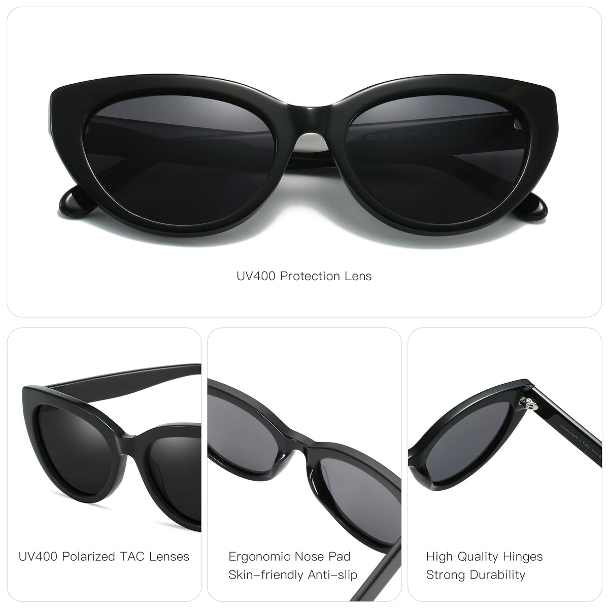 Gafas de Sol Ojo de Gato Retro Polarizadas – Acetato, Mujer