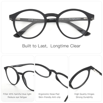 Gafas Anti Luz Azul Redondas – Montura Ligera, Unisex