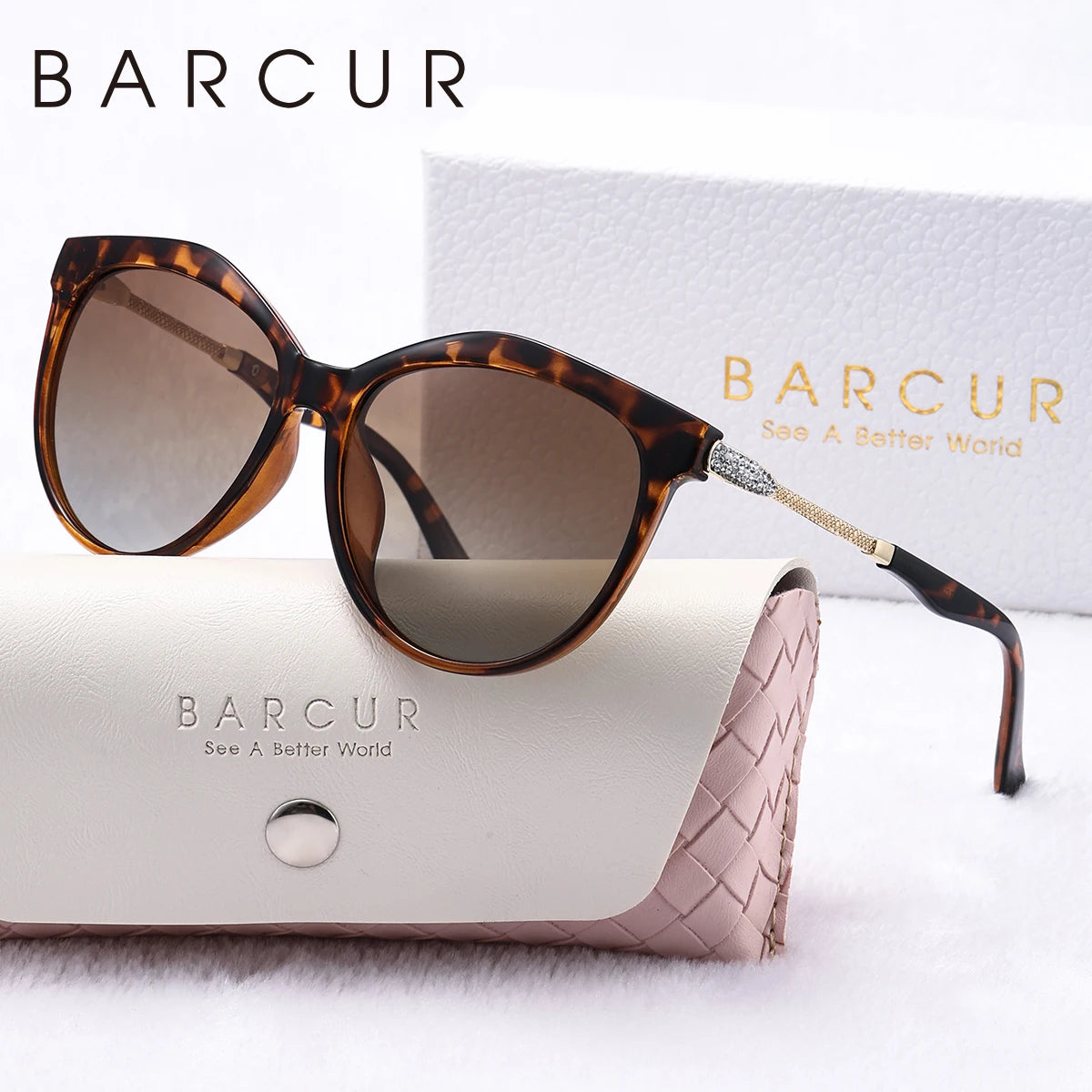 Gafas de Sol Ojo de Gato Oversized Polarizadas – Patillas con Cristales, Caja Regalo, Mujer