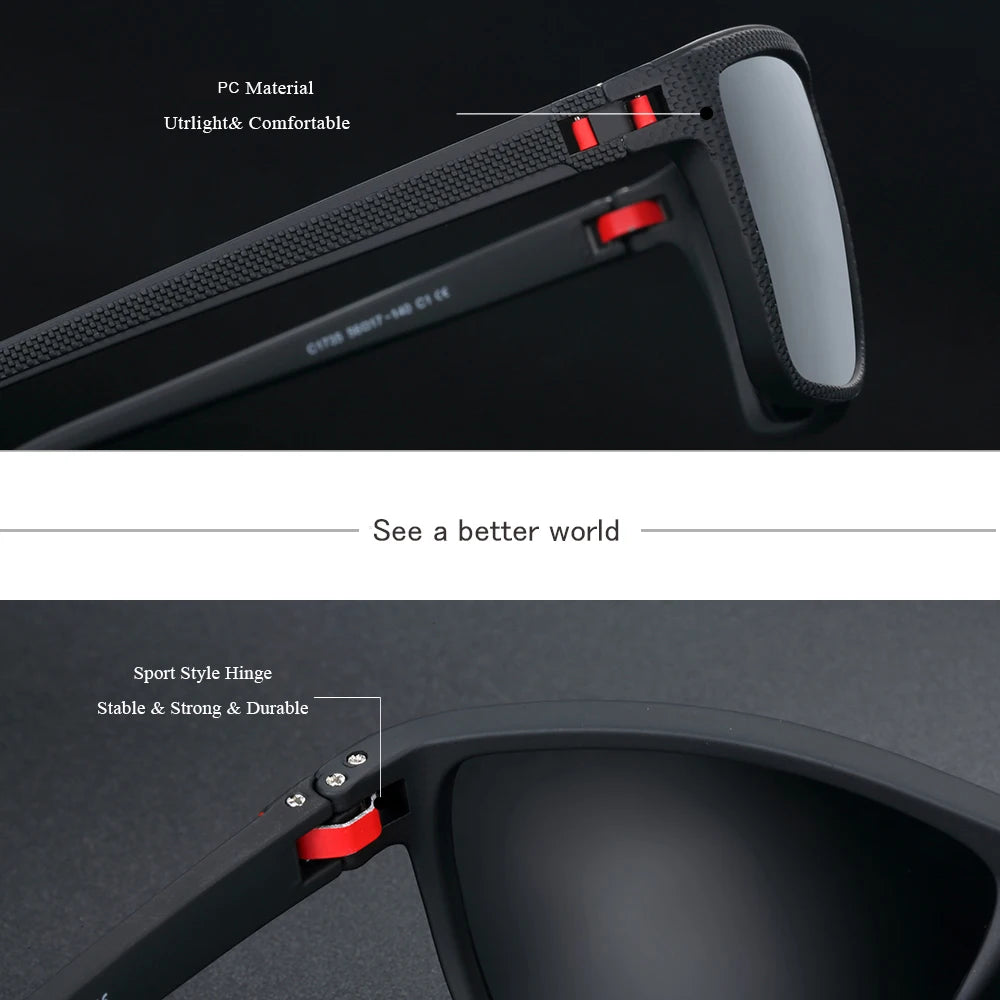Gafas de Sol Rectangulares Polarizadas – PC Ligero, Hombre
