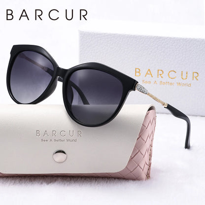 Gafas de Sol Ojo de Gato Oversized Polarizadas – Patillas con Cristales, Caja Regalo, Mujer