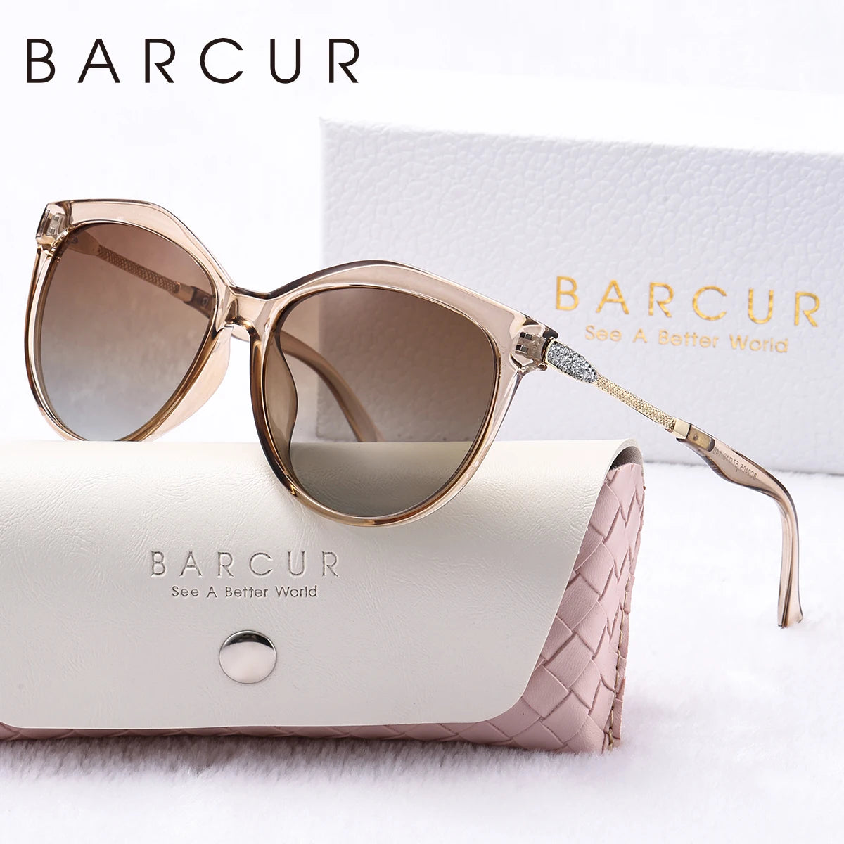 Gafas de Sol Ojo de Gato Oversized Polarizadas – Patillas con Cristales, Caja Regalo, Mujer