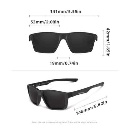 Gafas de Sol Rectangulares TR90 Textura Carbono Polarizadas – Deportivo, Unisex
