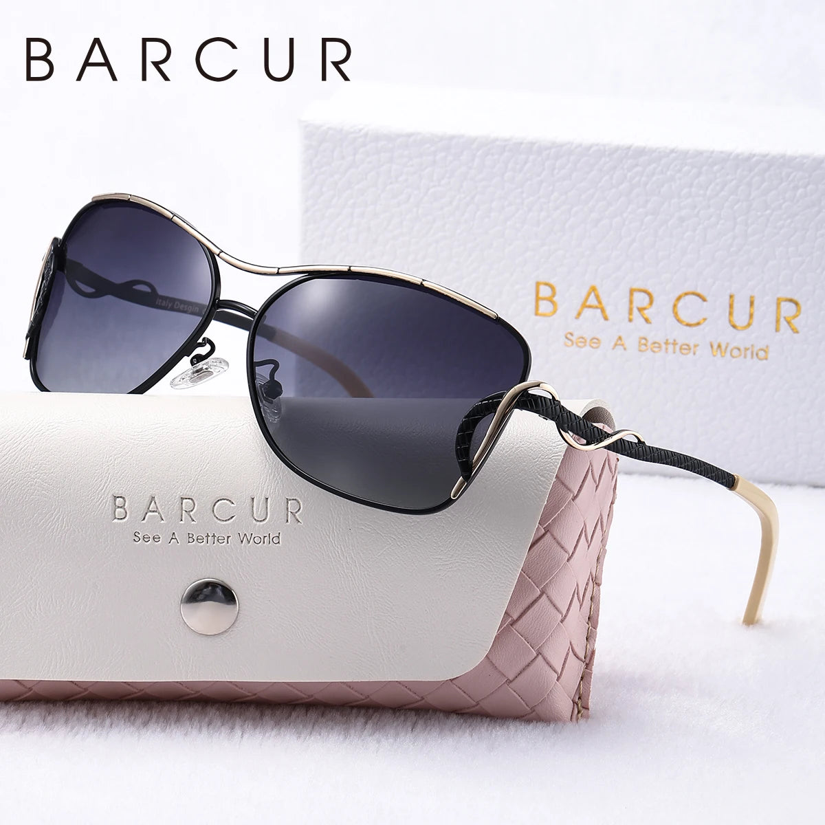 Gafas de Sol Oversized Polarizadas – Acero Bicolor, Caja Regalo, Mujer