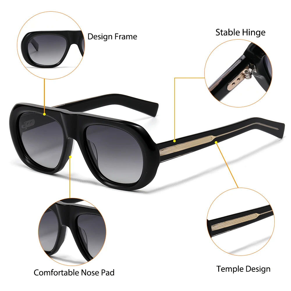 Gafas de Sol Redondas Oversize – Acetato Premium Polarizado, Unisex