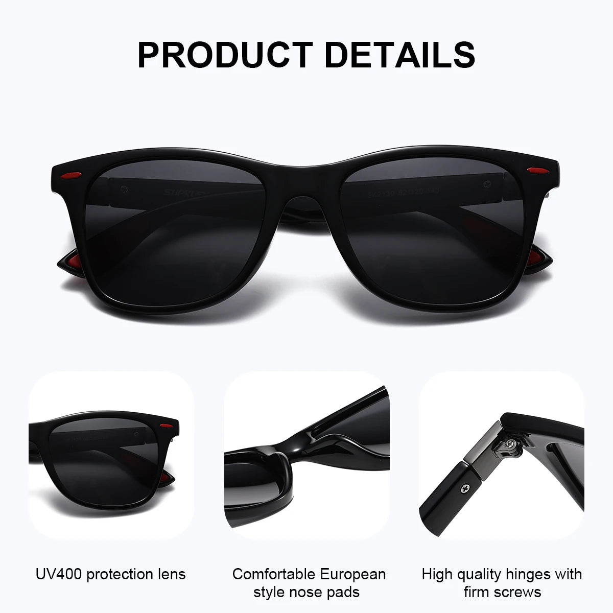 Gafas de Sol Wayfarer Deportivas Polarizadas – Antideslizante, 6 Colores, Unisex