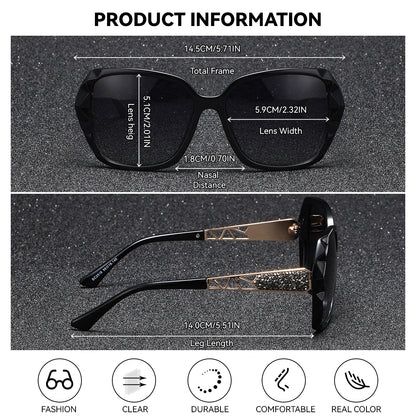 Gafas de Sol Butterfly Oversized Polarizadas – Patillas Doradas, Mujer