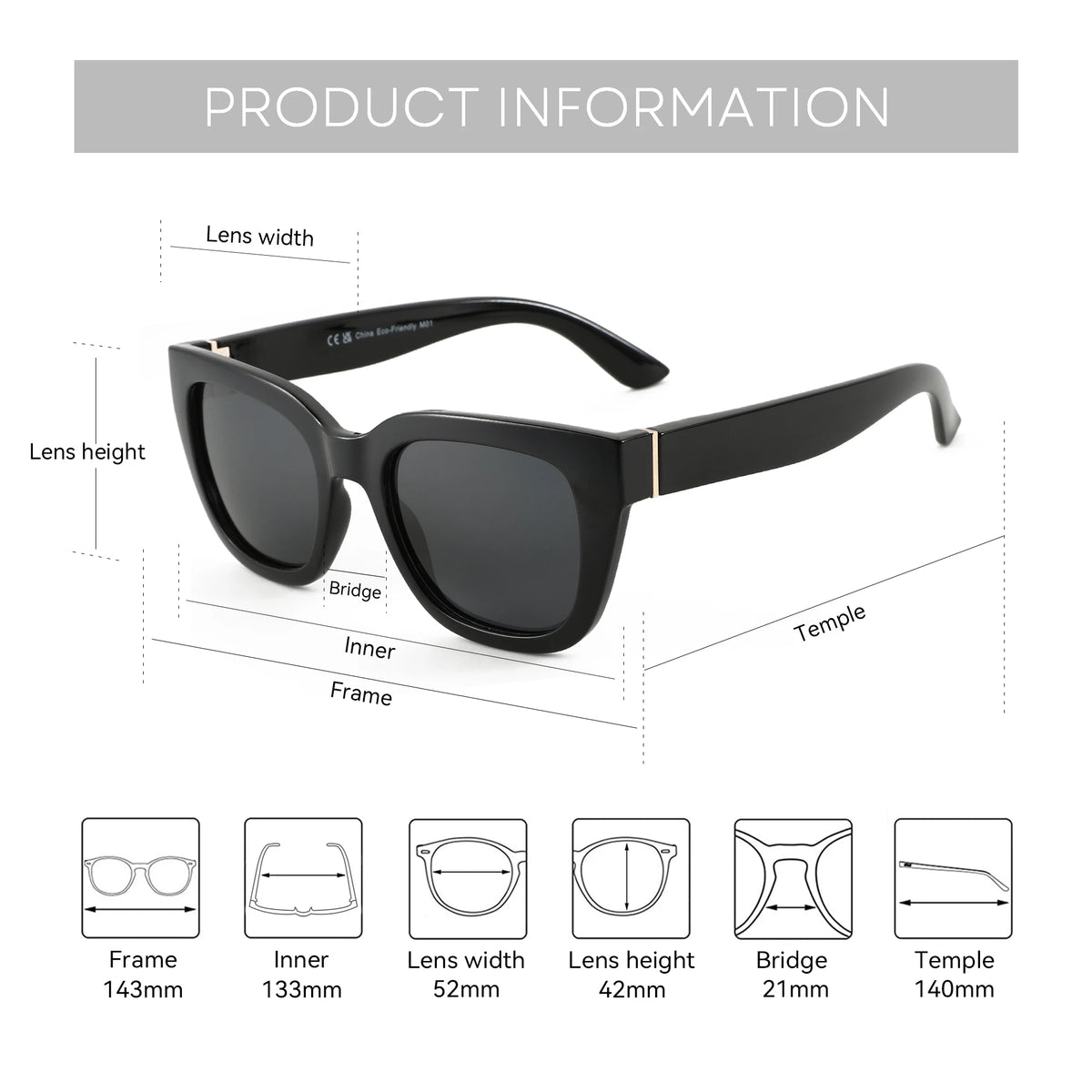 Gafas de Sol Mariposa Polarizadas – Montura Gruesa, Devolución Gratis, Mujer