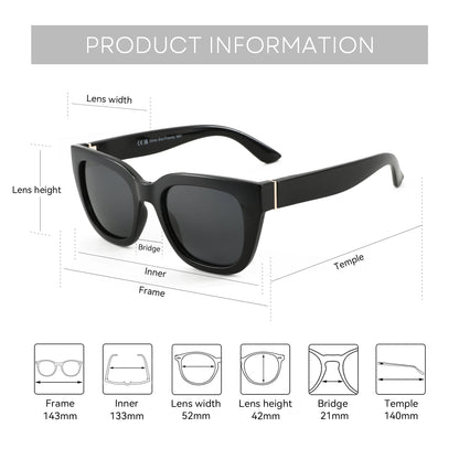Gafas de Sol Mariposa Polarizadas – Montura Gruesa, Devolución Gratis, Mujer