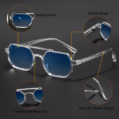 Gafas de Sol Cuadradas Retro – Doble Puente, Lente Degradé, Unisex